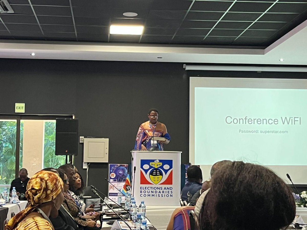 IDEA_Africa's tweet image. The 27th @theECFSADC AGC, themed “AI and Elections: Threats and Opportunities,” opened today in Eswatini. The event boosts cooperation among EMBs in the Southern Africa to protect electoral integrity. @Int_IDEA provides technical support through the @EUtoAU  funded SPEC Project.