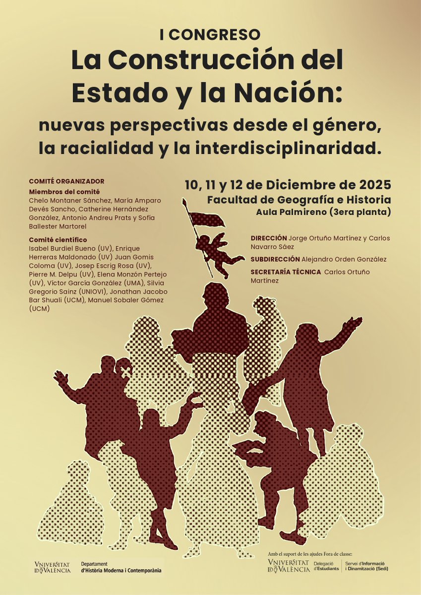 NuriaSorianoMu's tweet image. ¡Apuntad📅! Muy 🔜 tendremos el congreso &quot;La construcción del Estado y la Nación: Nuevas perspectivas desde el género, la racialidad y la interdisciplinariedad,&quot; una iniciativa de nuestros estudiantes 🧡 Quiero dar las gracias a los organizadores y especialmente a Jorge Ortuño 🙏