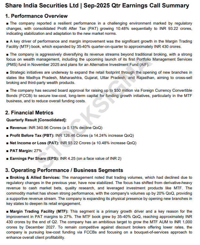 myAlerts_in's tweet image. #SHAREINDIA #SHAREINDIAQ2 Share India Securities Ltd Q2FY26 Earnings Concall Summary