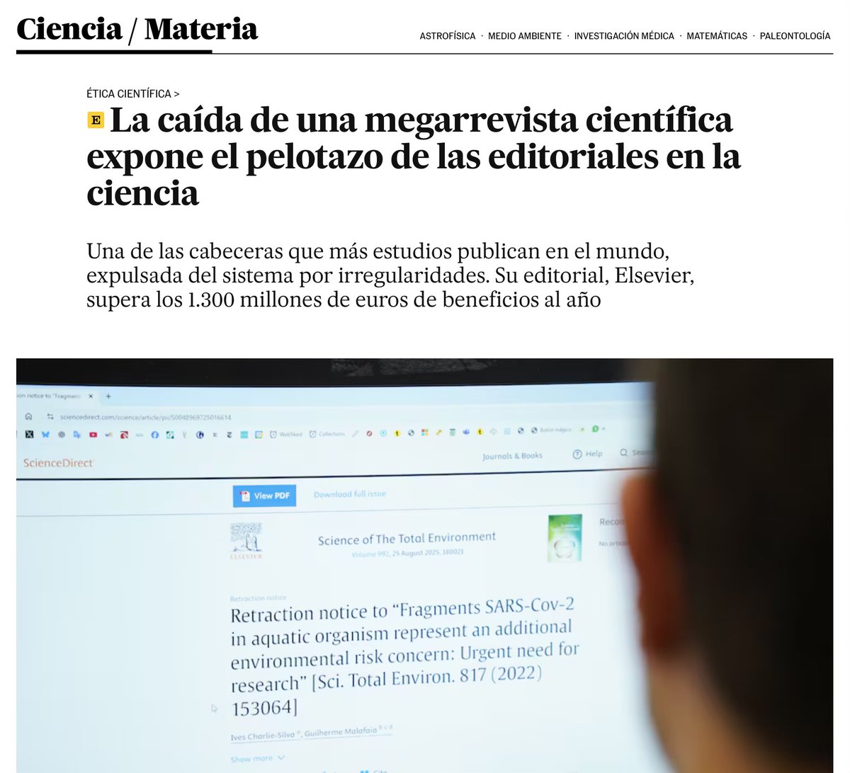 La estafa piramidal más grande del mundo es el “sistema científico”: el investigador genera conocimiento para editoriales que no le pagan; si acaso, le cobran mientras cobran también a las universidades que —estas sí— pagan el sueldo del investigador. 
archive.is/DNIjS