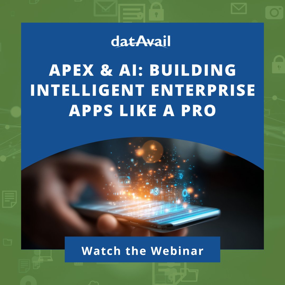 datavail's tweet image. AI is reshaping app development. Discover how APEX + AI enable faster, smarter enterprise apps with automation, predictive analytics &amp;amp; conversational intelligence. Watch the on-demand webinar: datavail.com/resources/apex…

#OracleAPEX #AI #DigitalInnovation #AppDevelopment