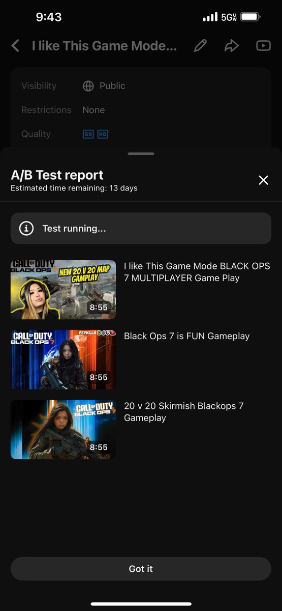 This is preety sick they run a test to see what thumbnail and what title gives you the most clicks on your videos.