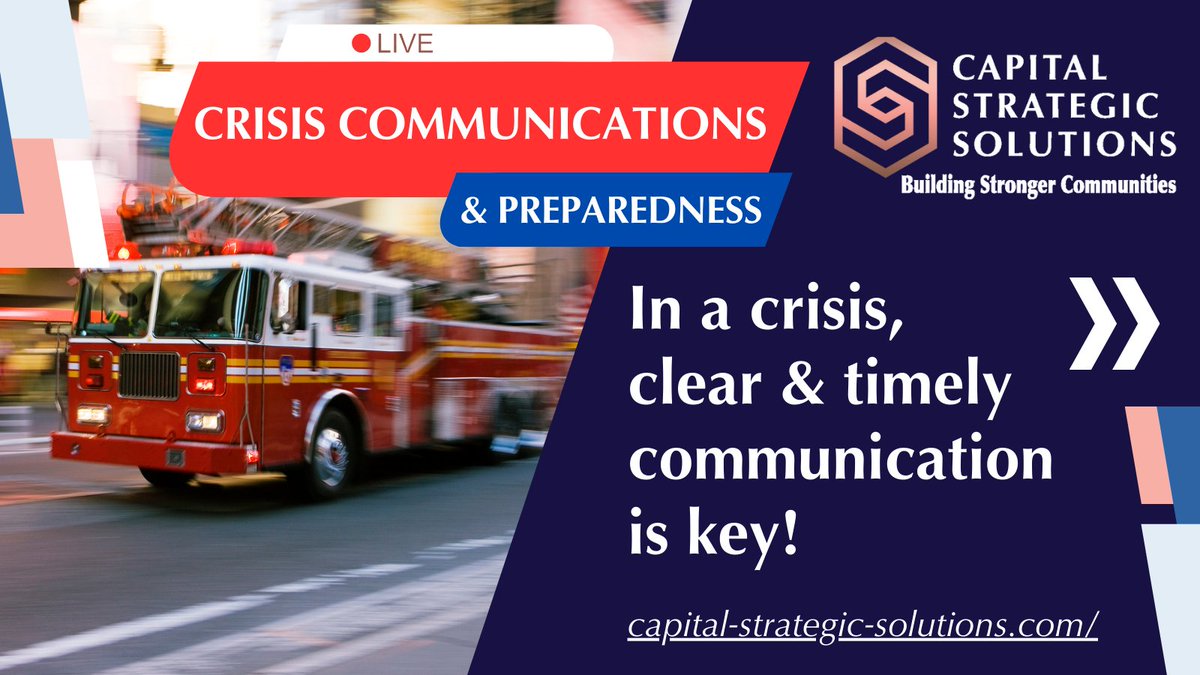 CSS_Mass's tweet image. 🚨 Crisis Communication Matters!

In emergencies, clear and timely messaging is critical. CSS helps municipalities and organizations navigate crises with expert strategies for effective response and recovery.

🔗 capital-strategic-solutions.com 

#CrisisCommunications…