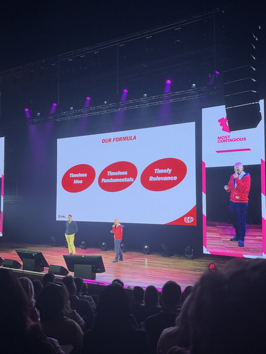ChrisRawlinson's tweet photo. The KitKat marketing playbook. 

1. Have a timeless simple to understand idea- e.g. Have a break, have a KitKat.

2. Timeless fundamentals - for KitKat they believe breaks are good (ie everyone needs a proper break, and the ritual (breaking) is built into the product use) 

3. Timely relevance - Often the hardest part, it’s hard to remain culturally relevant and be ambitious…but super important. E.g people always have breaks but how those are taken has changed over the last 70 years and the KitKat ads always lean into that change to remain relevant. 

From the Most @contagious event