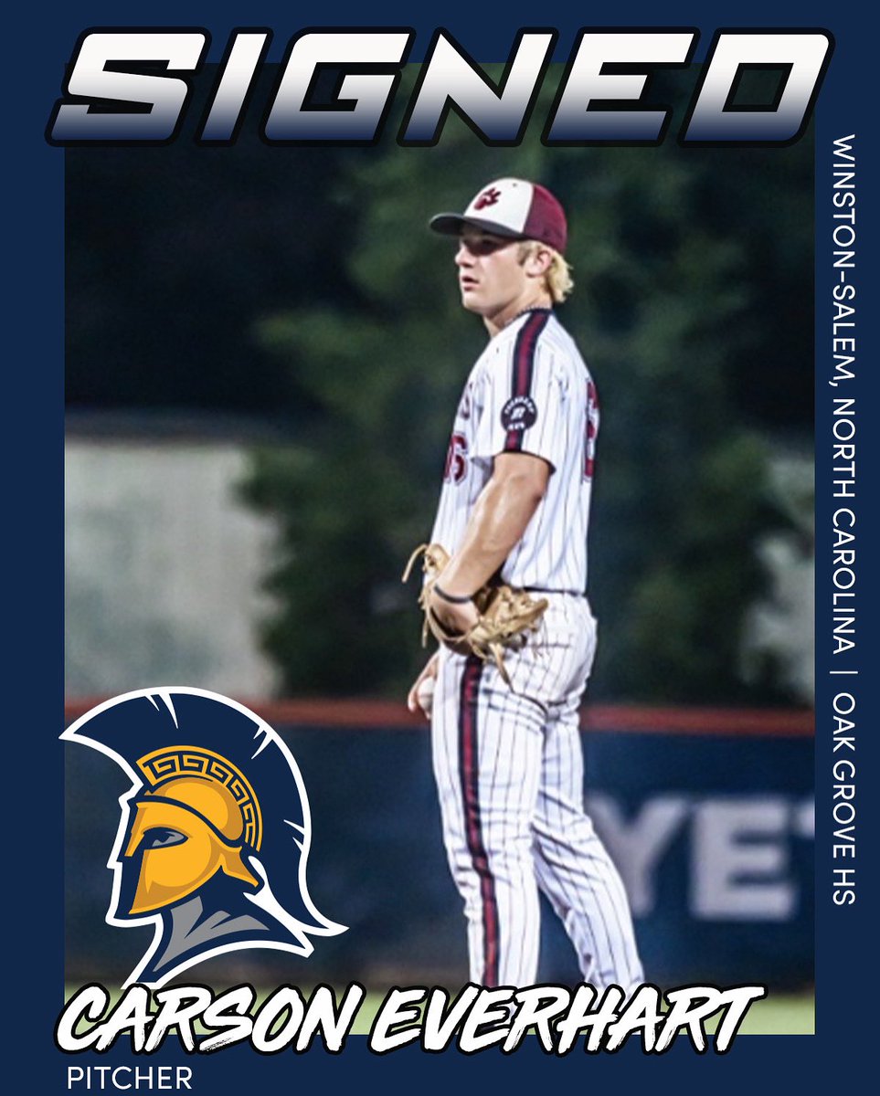 UNCGBaseball's tweet image. We are excited to welcome Carson Everhart to the Spartan Family! ⚾️

Carson comes from Winston-Salem, North Carolina out of Oak Grove High School! ✍️ #letsgoG