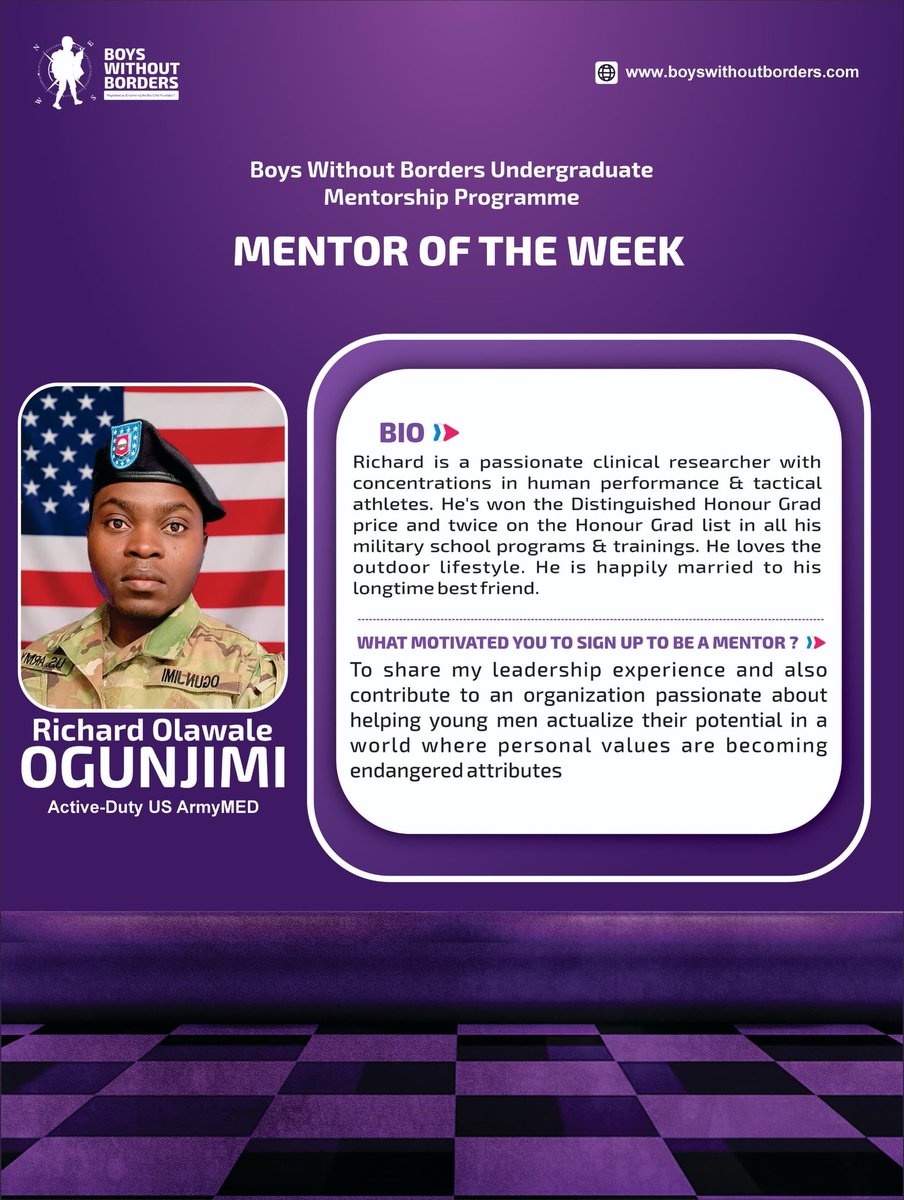 Mentor Spotlight ✨

Meet Richard Ogunjimi, last week’s Mentor of the Week from our Undergraduate Mentorship Programme.

Thank you for pouring out into the younger generation. Cheers to impact, growth, and breaking borders 🥂. 

#BWBUMP #BWBNG #Mentorship #MentoroftheWeek