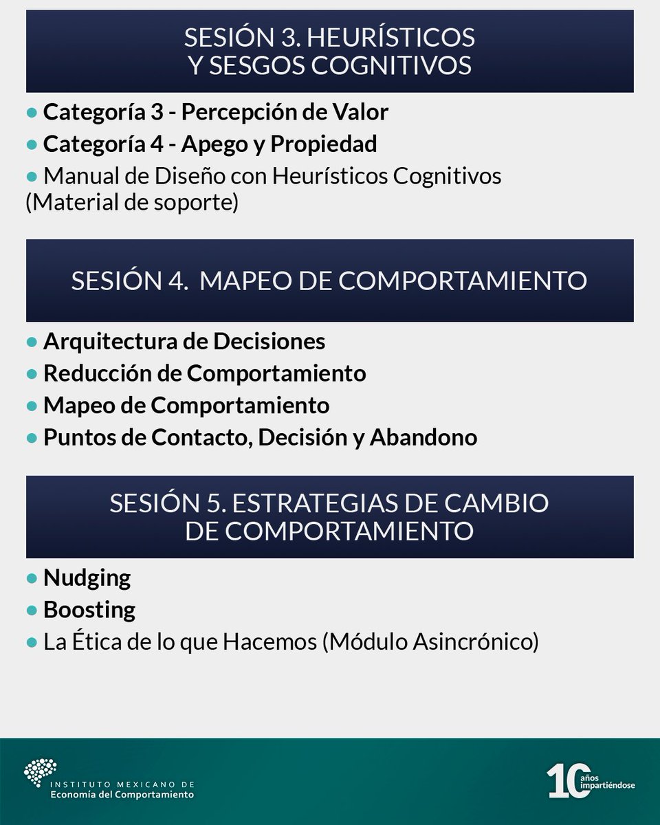 ecomportamiento's tweet image. 🎯 En nuestro curso de Behavioral Design, aprenderás a aplicar principios de la psicología y la economía del comportamiento para influir en las decisiones de manera ética y efectiva. 

¡Consulta el temario completo del curso! 💡

#BehavioralDesign