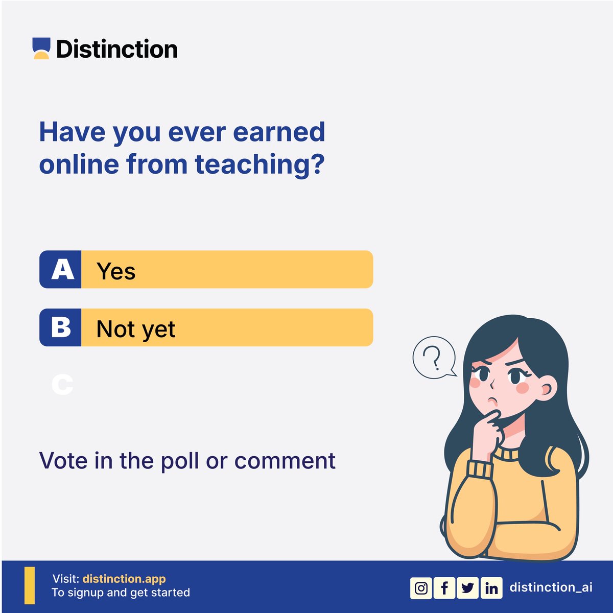 getDistinction's tweet image. Take this quick self-check 👇
How prepared are you for the AI-powered classroom?

If you scored any “Not yet”… it’s time to level up.

Build smarter, teach wider, and start earning from your expertise.

Start here 👉 distinction.app/earn-with-expe…

 #CreateAndEarn #Edu #FlexiSAF