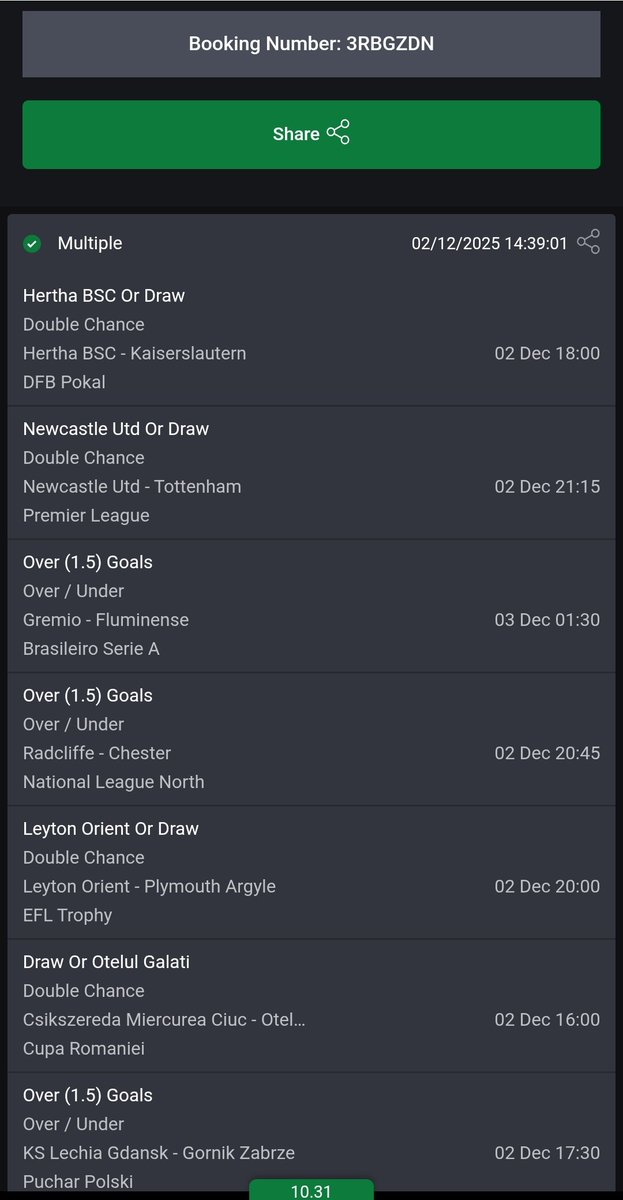 BetParkO's tweet image. - 3RBGZDN
- 3RBJM3F
- 3RBJX3X
- 3RBK5T5
Today&apos;s #Bet9jaCode Selection💰⚽️♻️♻️