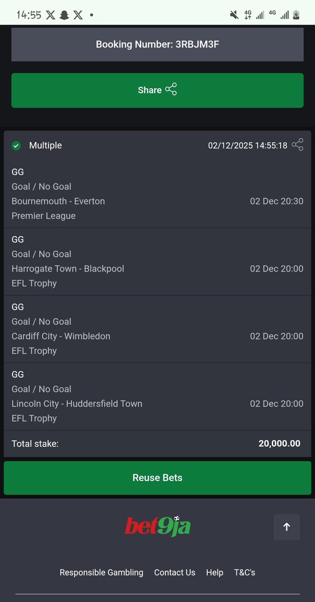 BetParkO's tweet image. - 3RBGZDN
- 3RBJM3F
- 3RBJX3X
- 3RBK5T5
Today&apos;s #Bet9jaCode Selection💰⚽️♻️♻️