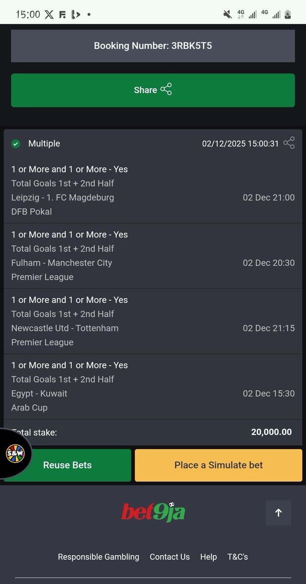 BetParkO's tweet image. - 3RBGZDN
- 3RBJM3F
- 3RBJX3X
- 3RBK5T5
Today&apos;s #Bet9jaCode Selection💰⚽️♻️♻️