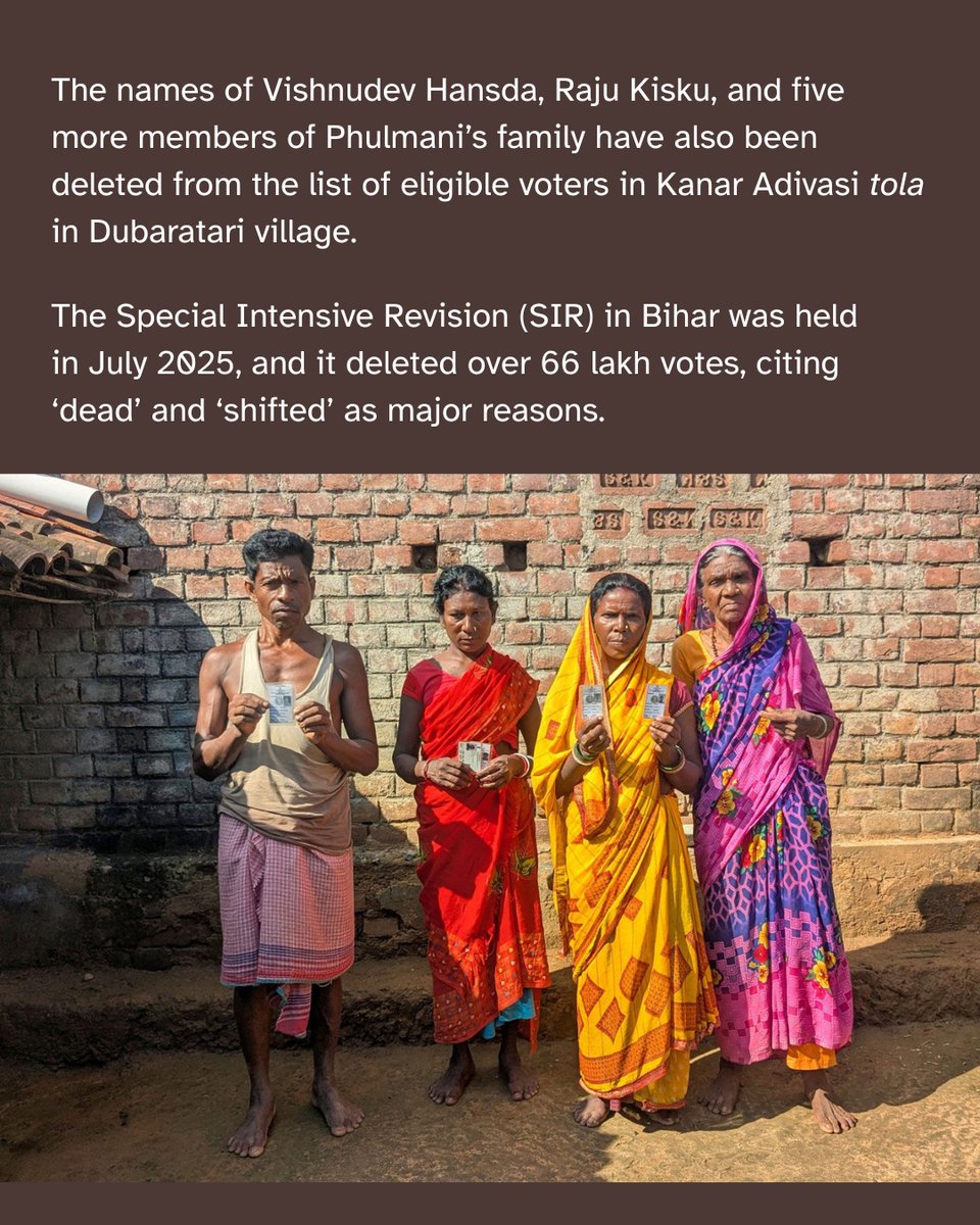 PARInetwork's tweet image. Many Adivasi names were deleted in the Special Intensive Revision (SIR) held before the recent elections, leading to intense worry and dismay. Later, some names were returned to the voter list. But why were they removed in the first place?

Read the full story by Umesh Kumar Ray