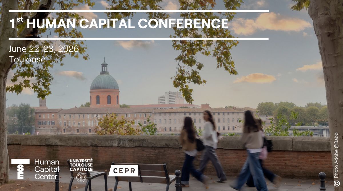 📢#CallForPapers - 1st Human Capital Conference
📅June 22-23, 2026 |📍<a href="/TSEinfo/">TSE</a> 
Deadline: 15 Feb 2026
Organisers: Matteo Bobba <a href="/TSEinfo/">TSE</a>, <a href="/olidg/">Olivier De Groote</a>, Arnaud Maurel <a href="/DukeEcon/">Duke Economics</a>, François Poinas <a href="/TSEinfo/">TSE</a> 
ow.ly/InbB50XABjm
#EconTwitter