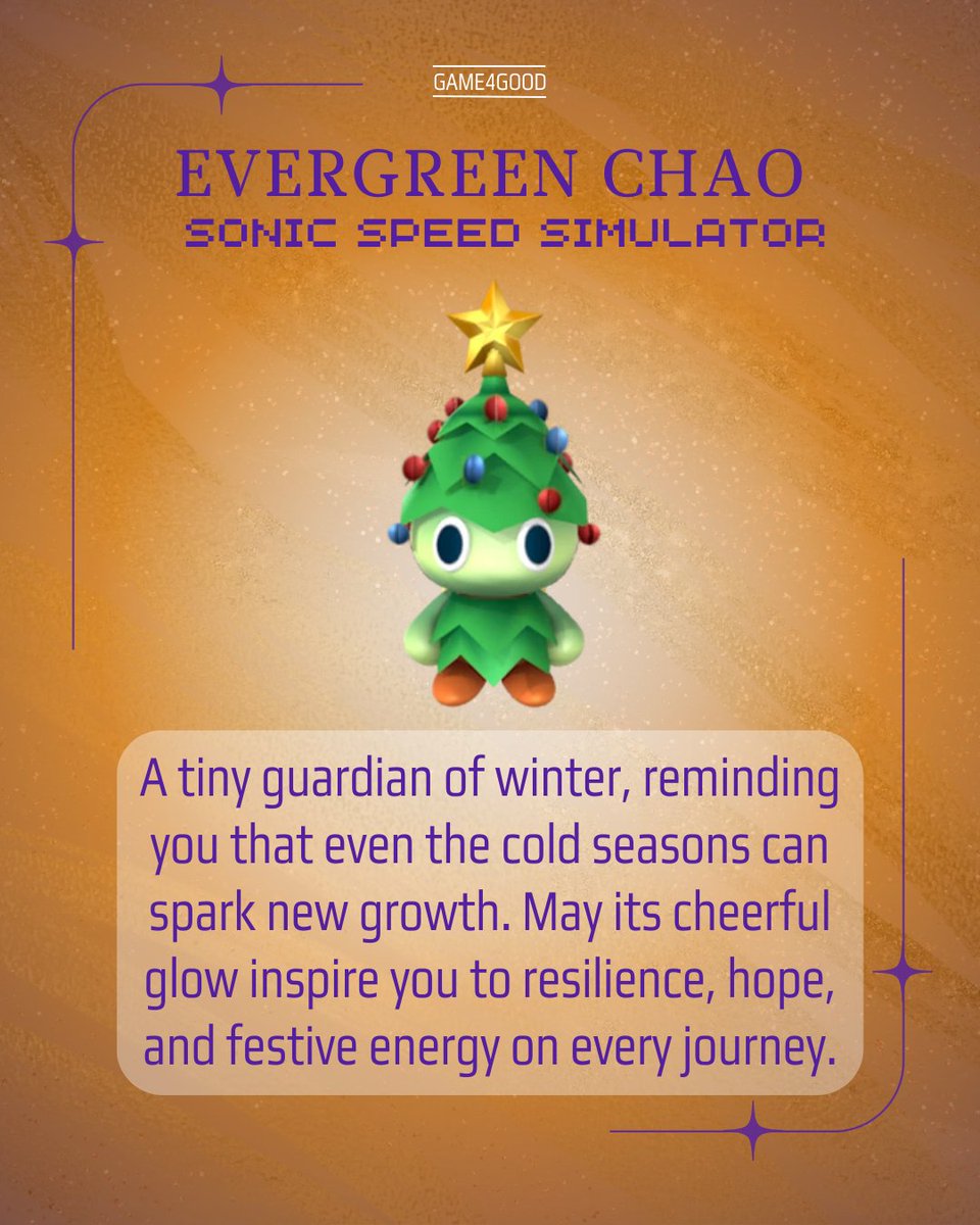 A little green spark for the long winter grind. 🌲✨

The Evergreen Chao reminds us that growth doesn’t stop just because the air is cold. Keep a tiny light on—check in with a friend, do one kind thing, take one brave step.

#Game4Good #Sonic