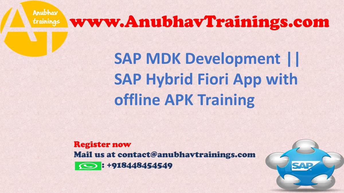 Awasthi1Vedika's tweet image. SAP Mobile Development Kit (MDK) Training by Anubhav Training
#anubhavtrainings #onlinetrainingprogram #sapcourse #btp #capm
Mail us at contact@anubhavtrainings.com
Website: anubhavtrainings.com
Phone No: +918448454549