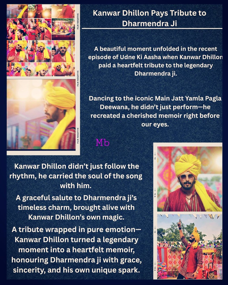 #KanwarDhillon heartfelt tribute to Dharmendra ji in #UdneKiAasha become moment to remember. Dancing to iconic Mai Jatt Yamala Paagla Deewana he bought alive nostalgia with genuine wramth. A simple soulful gesture that felt truly special.
#SachinDeshmukh