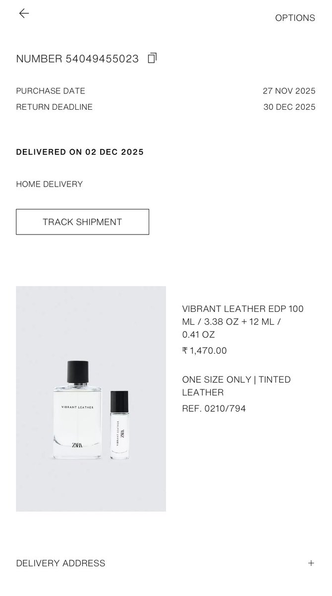DebRasaily's tweet image. @ZARA_Care Pathetic online service. Wrong product delivered. Ordered Vibrant Leather perfume, was sent Lisboa. 54049455023 order no