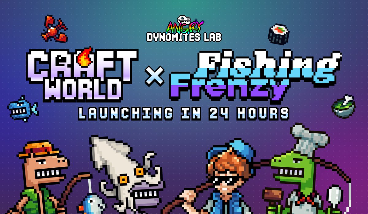 AngryDynomites's tweet image. ⏳🦐 24H COUNTDOWN: Fishing Frenzy X Craft World Event Launch!⏳🌊

The tides are rolling in… and the docks are about to get busy.

In just 24 hours, the @FishingFrenzyCo X Craft World Event goes live! ⚓ 🐟

Boats have crossed the waterfront. Nets are ready. The Fishers are…