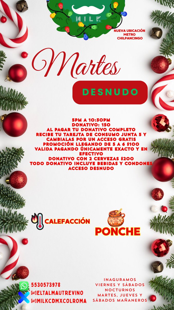 📌NUEVA UBICACIÓN
🚇METRO CHILPANCINGO

〰️Milk
⌚5PM A 10:30PM
⛅MARTES DESNUDO
🩲ACCESO DESNUDO
🍻INCLUYE BEBIDAS CONDONES

♦️VIERNES Y SABADOS NOCTURNOS

♦️ JUEVES, SÁBADOS Y MARTES MAÑANEROS $50

🔄RT Y PARTICIPA EN CORTESIA
TREVIÑO wa.link/0js0fi