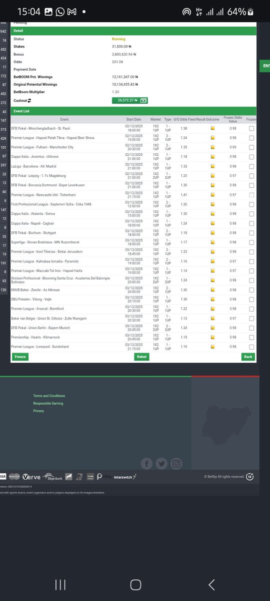 woozzaabets's tweet image. Mid Week Favourites 1-UP Bankers🔥Second Half Over 0.5 or 1-3 Goals 🔥
X or Over 2.5 Goals Combinations 🔥 
 
GRAND AUDIT INCOMING 🍻

📌  1️⃣0️⃣+ 1️⃣0️⃣+  2️⃣0️⃣0️⃣+ Odds 

Codes  👇 #Bet9jaCode

3RBHNWD  3RBGT9T  3RBFQBP 

Bookie  @Bet9jaOfficial 

Not on ?

Register &amp;amp;  Play 👇…