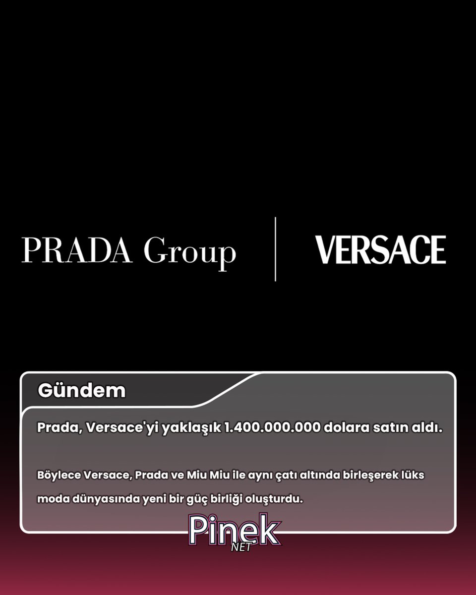 pineknet's tweet image. Prada, Versace’yi yaklaşık 1.4 milyar dolara resmen satın aldı.
Bu anlaşmayla birlikte Prada, Versace ve Miu Miu aynı çatı altında birleşerek lüks moda sektöründe yeni bir güç merkezi oluşturdu.

#gündem #modateen #Prada #Versace #luxuryfashion #PinekNet