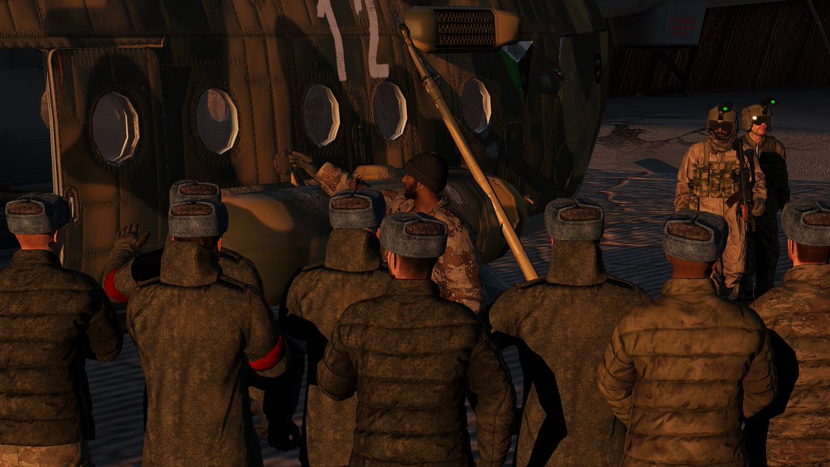 Takistan is training 10 future Russian pilots based in <a href="/pustoshkarep/">Южно-Загорская демократическая область (Arma 3)</a>. They will fly a Mi-8 during the training period under the instruction of special forces pilots.
#Takistan #Arma3