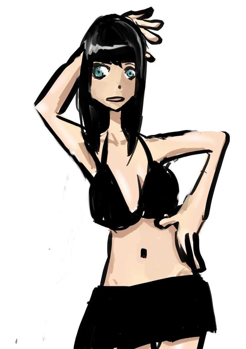 Girl - 黒のスカートの水着
#イラスト #イラスト好きな人と繋がりたい