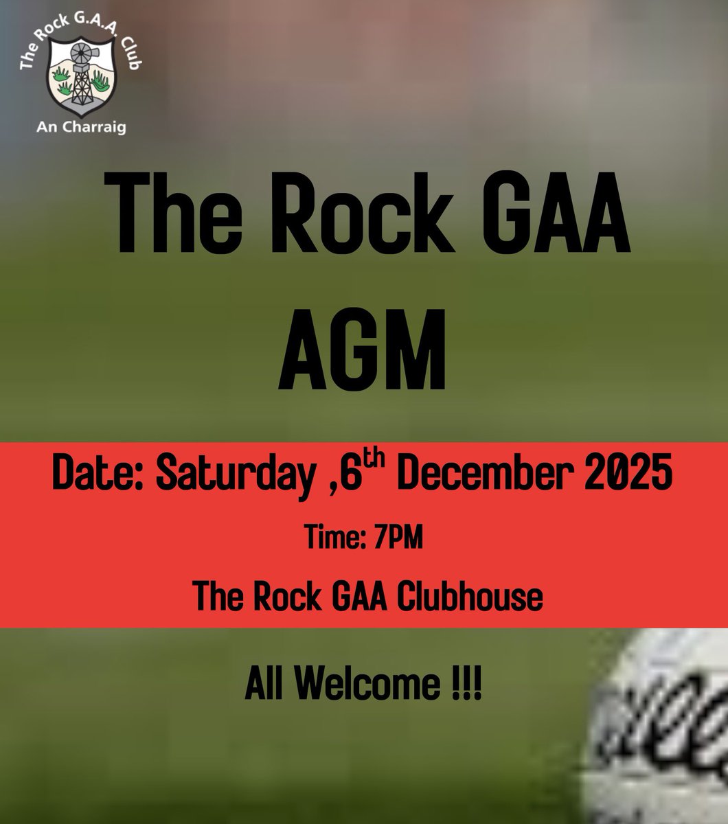 Our club AGM is this Saturday 6rh December at 7pm in our clubhouse, all are welcome ⚫️🔴