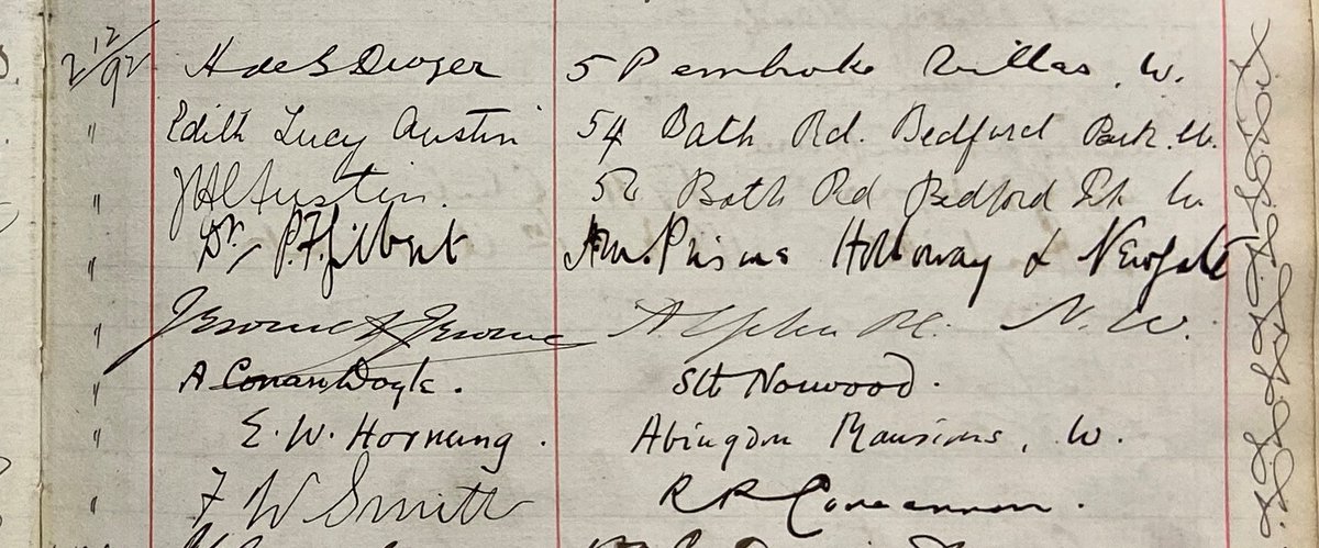 In 1892 #OnThisDay eight people visited the Crime Museum in the newly-opened New Scotland Yard by the Thames. They included three authors - Arthur Conan Doyle, his soon-to-be-brother-in-law E. W. Hornung, and Jerome K Jerome. #OTD #OnThisDayInHistory #Sherlock #ConanDoyle #CM150