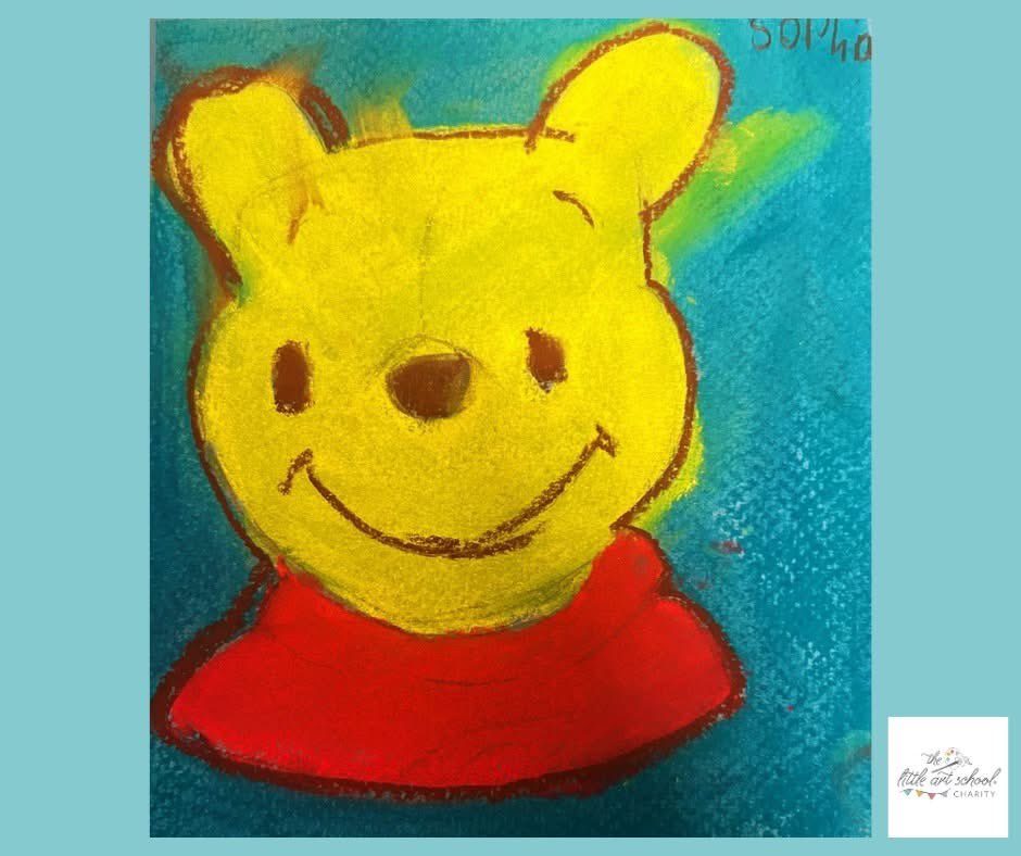 We’re so proud of one of our wonderful young artists this week, 8 year old Sophia Kelly. Sophia created the most charming Winnie the Pooh painting using pastels, full of character and brought a smile to our faces. Excellent work Sophia!