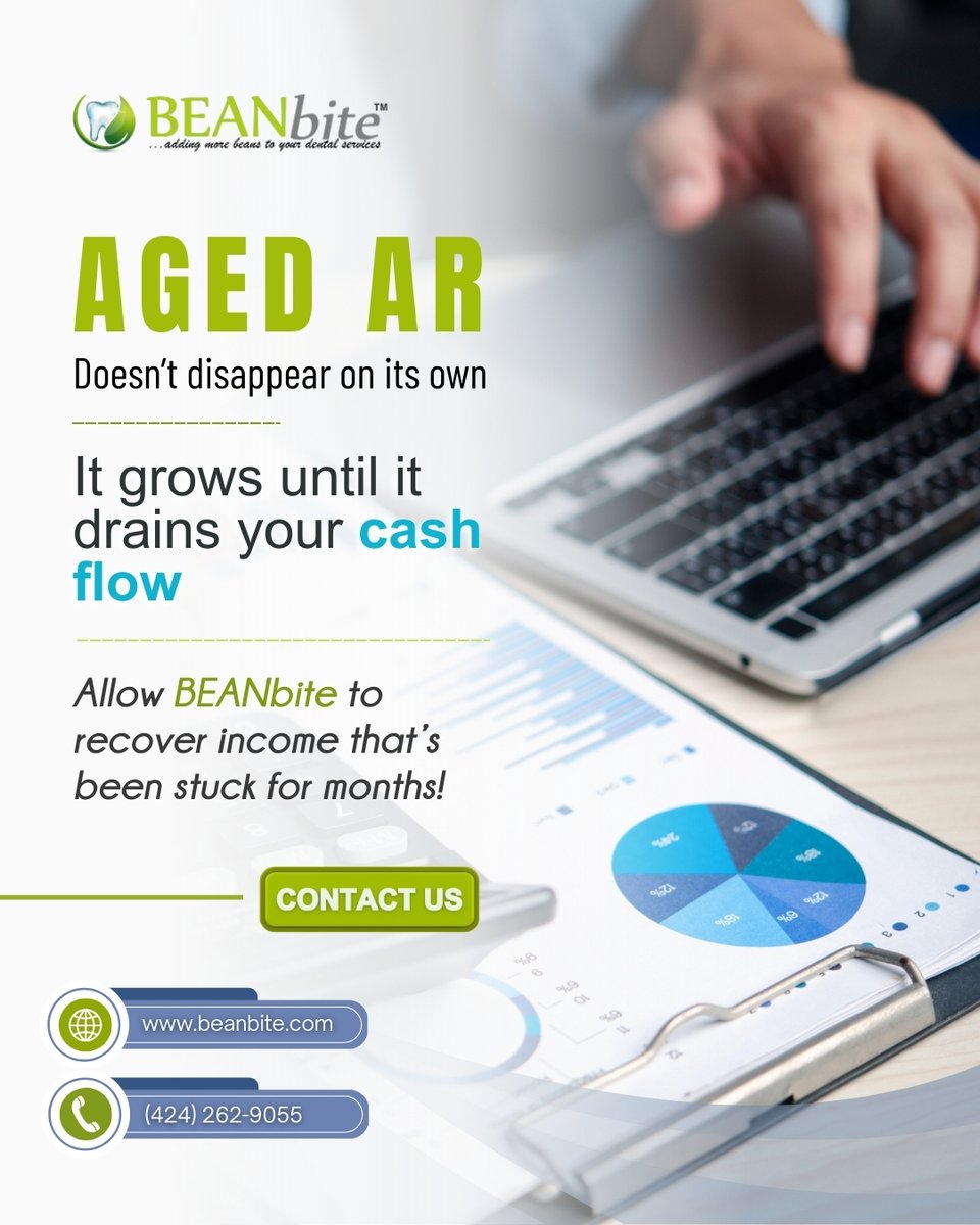 BEANbite's tweet image. Is your AR piling up?🧾Unpaid claims drain revenue fast. BEANbite recovers aged AR with precise follow-ups, corrections &amp;amp; insurer outreach—so nothing slips through. Reclaim your revenue today! 📞 (424) 262-9055 🌐 beanbite.com
#agedar #rcm #dentalbilling #beanbite