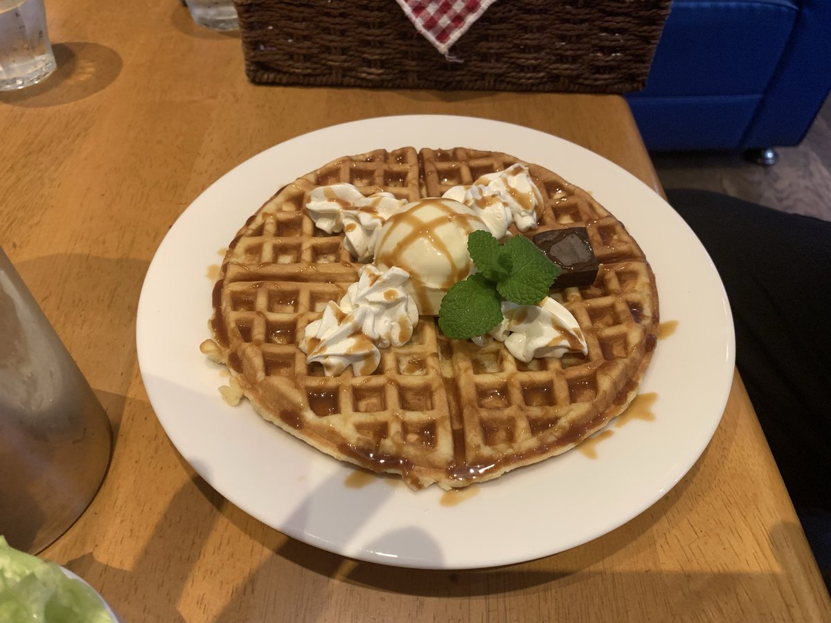 Kan_Neko7's tweet image. ワッフル美味しかった！😋