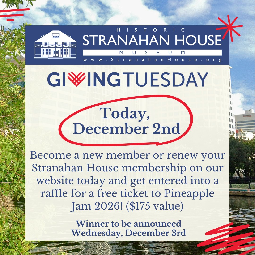 Embrace the spirit of giving!

Stranahan House Memberships start at a humble $50 per year, giving everyone an opportunity to become a vital part of our annual membership drive in support of the House. stranahanhouse.org/membership