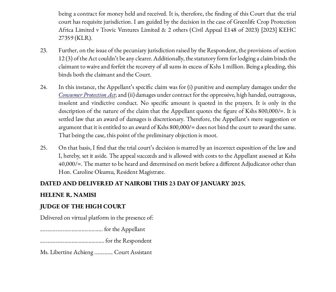 You can sue your landlord for your deposit at the Small Claims Court!

The High Court, considered an appeal by Michelle Muhanda against LP Holdings Ltd regarding the refund of a Kshs 230,000 rent deposit. The dispute arose after Muhanda vacated the premises she had rented from