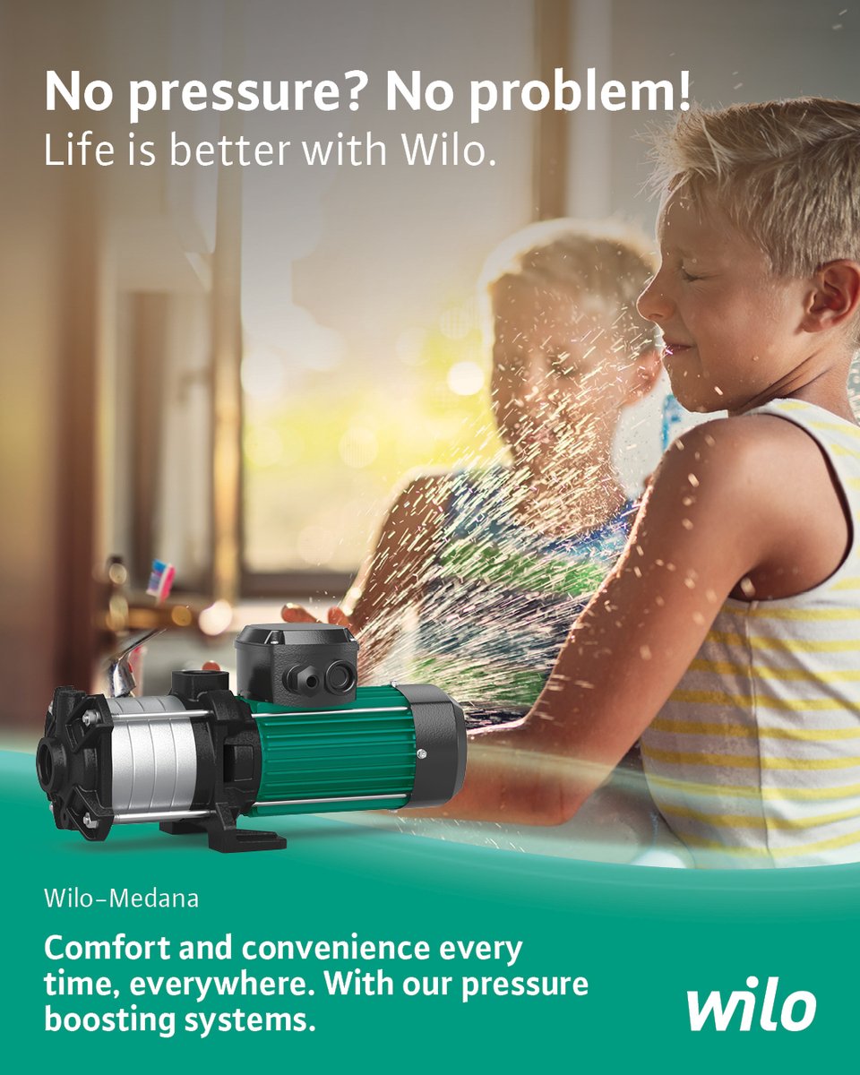 wiloeastafrica's tweet image. 💦 Comfort &amp;amp; convenience, every time, everywhere!

With Wilo-Medana, enjoy reliable, high-pressure water — from daily chores to kids having fun! ⚡🏡

Life flows better with Wilo. 🌿
🌐 wilo.com/ke/en/

#PressureBoosting #ReliableWaterSupply  #SmartWaterSolutions