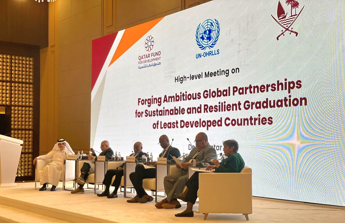 MoFAmv's tweet photo. At the High-level Meeting on #LDCGraduation, State Minister Abdullah Hameed shared lessons from the #Maldives graduation, the importance of the establishment of #iGRAD and the significance of ambitious and dedicated partnerships. https://t.co/766PlYLLsD