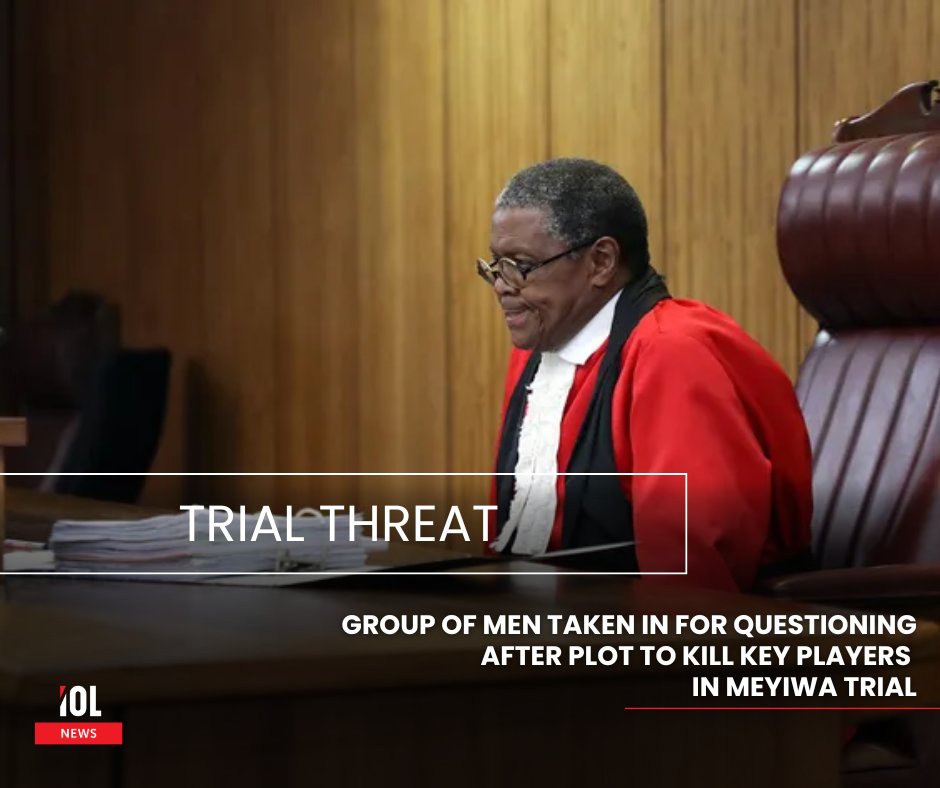 IOL's tweet image. Police investigate alleged conspiracy to assassinate key figures, including Judge Ratha Mokgoatlheng, in the Senzo Meyiwa trial.
#SenzoMeyiwa #AssassinationPlot #SAPS #Conspiracy #TrialThreat #JudgeTarget
