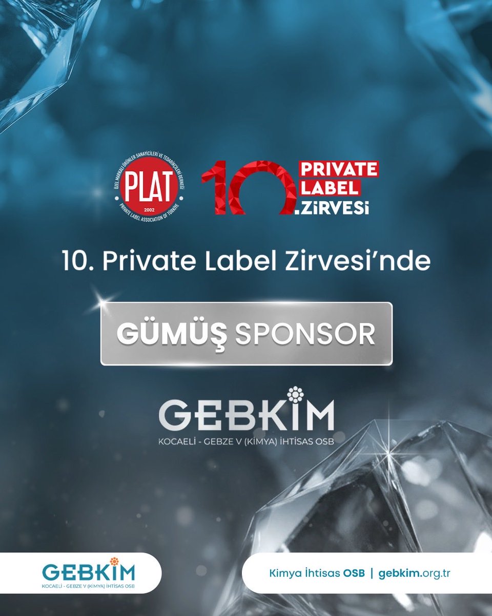 GEBKİM OSB olarak, sektöre yön veren değerli konuşmacıların ve fark yaratan içeriklerin yer alacağı 10. Private Label Zirvesi’nin Gümüş Sponsoruyuz.

#gebkim #gebkimosb #platderneği #privatelabel #gümüşsponsor