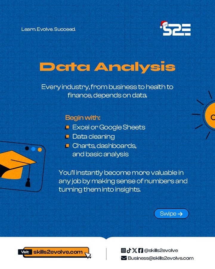 Skills2Evolve's tweet image. 2026 is around the corner, but you still have enough time to level up. 🚀

Here are 5 tech skills you can start learning TODAY, even as a complete beginner.

The best part is you don’t need a degree or expensive equipment. Just curiosity, consistency, and a willingness to evolve.