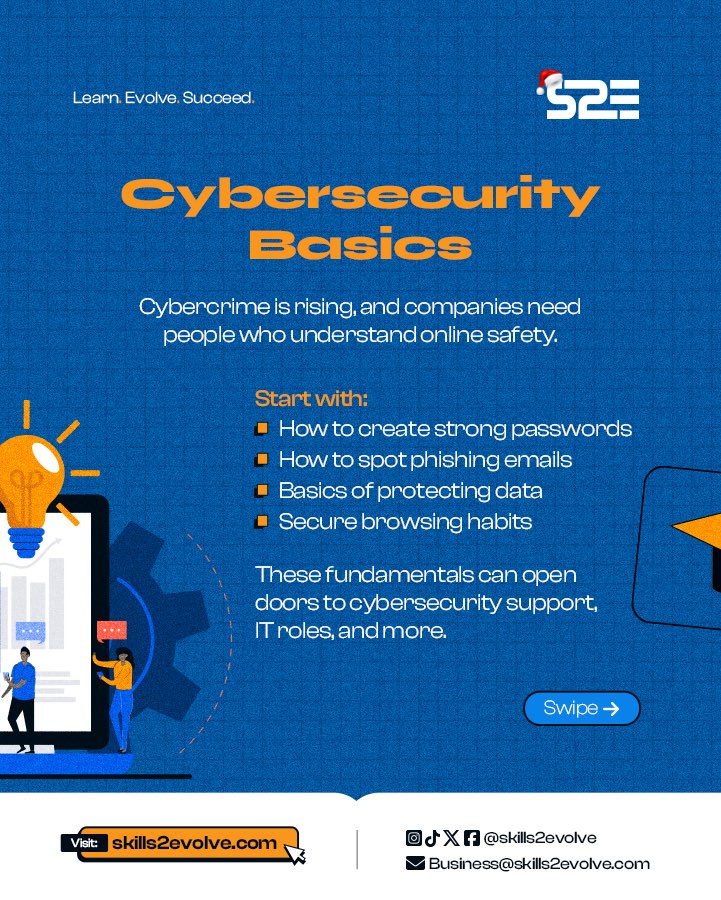 Skills2Evolve's tweet image. 2026 is around the corner, but you still have enough time to level up. 🚀

Here are 5 tech skills you can start learning TODAY, even as a complete beginner.

The best part is you don’t need a degree or expensive equipment. Just curiosity, consistency, and a willingness to evolve.