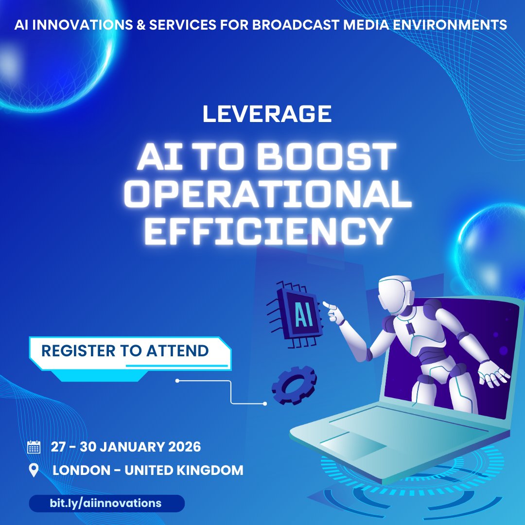BcastinAfrica's tweet image. Boost your operations with AI! 
From automating workflows to smarter content management, discover how AI can drive efficiency and free your team to focus on what matters most. 🚀 
Register to attend: bit.ly/aiinnovations 

#BroadcastMediaAfrica #ai #mediatech #innovation