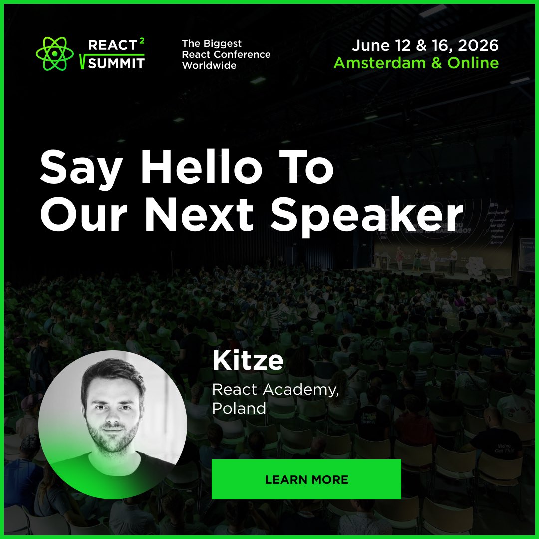 ReactSummit's tweet image. 🚀 Meet @thekitze at React Summit!

Founder of React Academy and creator of Sizzy, Zero To Shipped, JSUI, showGPT &amp;amp; more - Kitze brings his signature unfiltered webdev wisdom to the stage.

Grab your Early Bird ticket to the conference: reactsummit.com