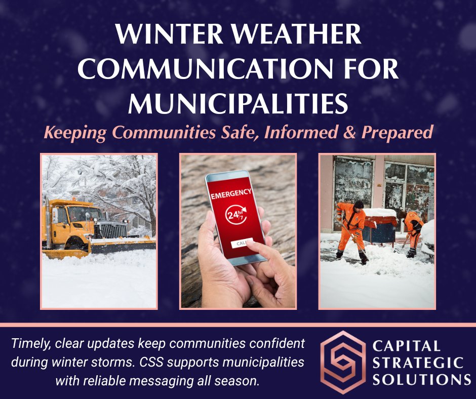 CSS_Mass's tweet image. Winter storms may be unpredictable, but communication doesn’t have to be.

Capital Strategic Solutions partners with municipalities and public safety teams to deliver timely, consistent, and coordinated communication before, during, and after winter weather events. Our latest…
