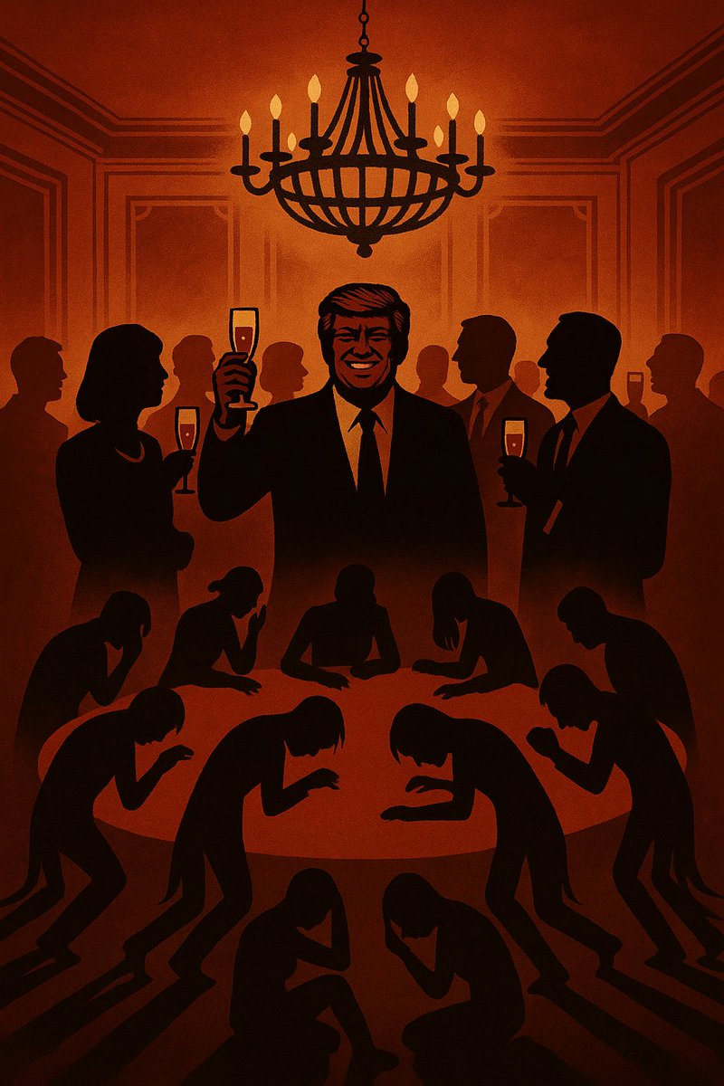 Cesargarzon80's tweet image. “La fiesta del poder”

Mientras la élite festeja con champagne,
 las sombras de sus víctimas siguen en el piso.
En EE.UU., el poder no se mide en votos, se mide en cuántos silencios puede comprar.
#Poder #Impunidad #USA