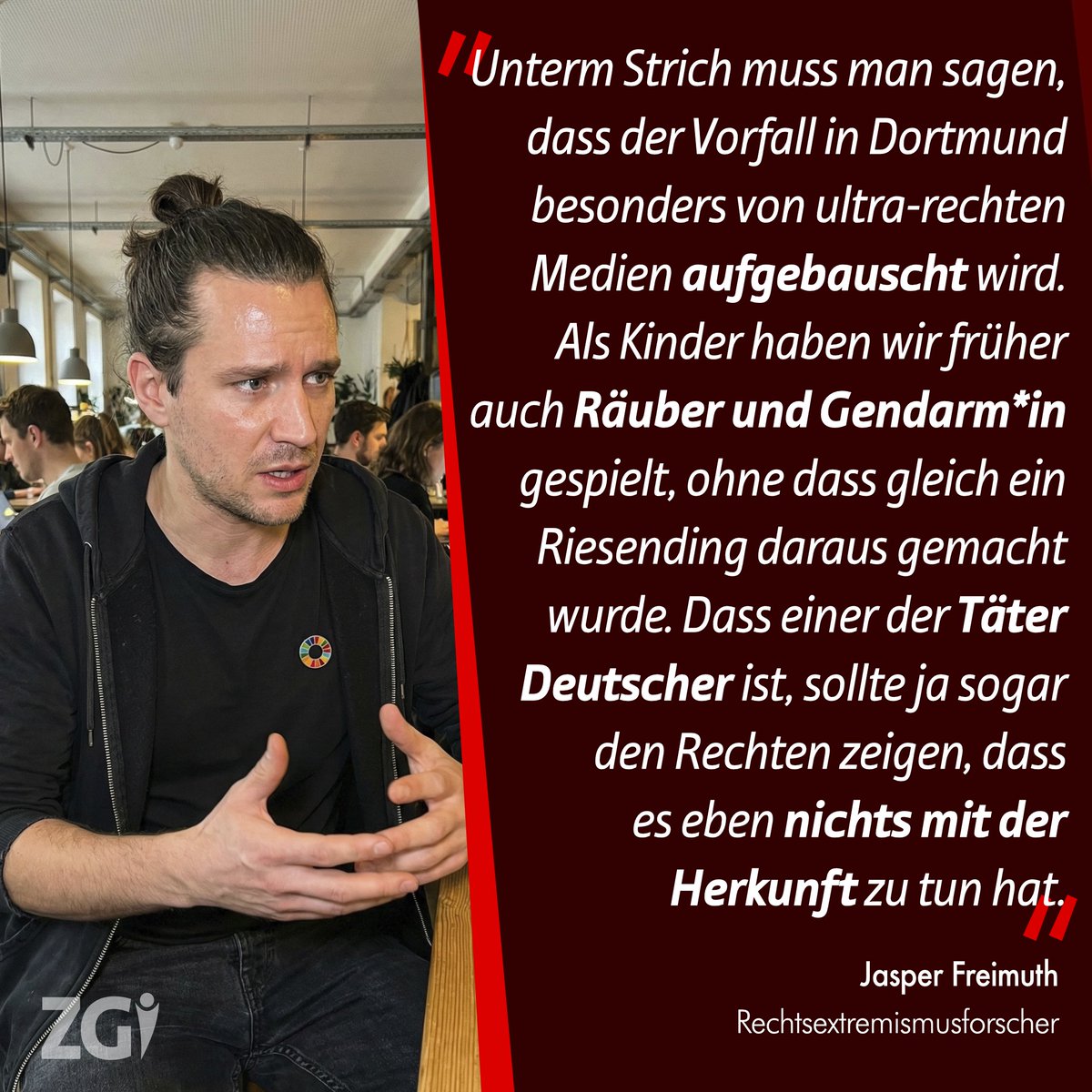 In Dortmund kam es zu einem Vorfall, bei dem ein syrischer Kioskbesitzer u. a. von einem deutschen Burschen (13) bedrängt wurde. Auch eine Machete wurde dabei mitgeführt. Wir haben den Rechtsextremismusexperten Jasper Freimuth um eine Einordnung des Geschehens gebeten.