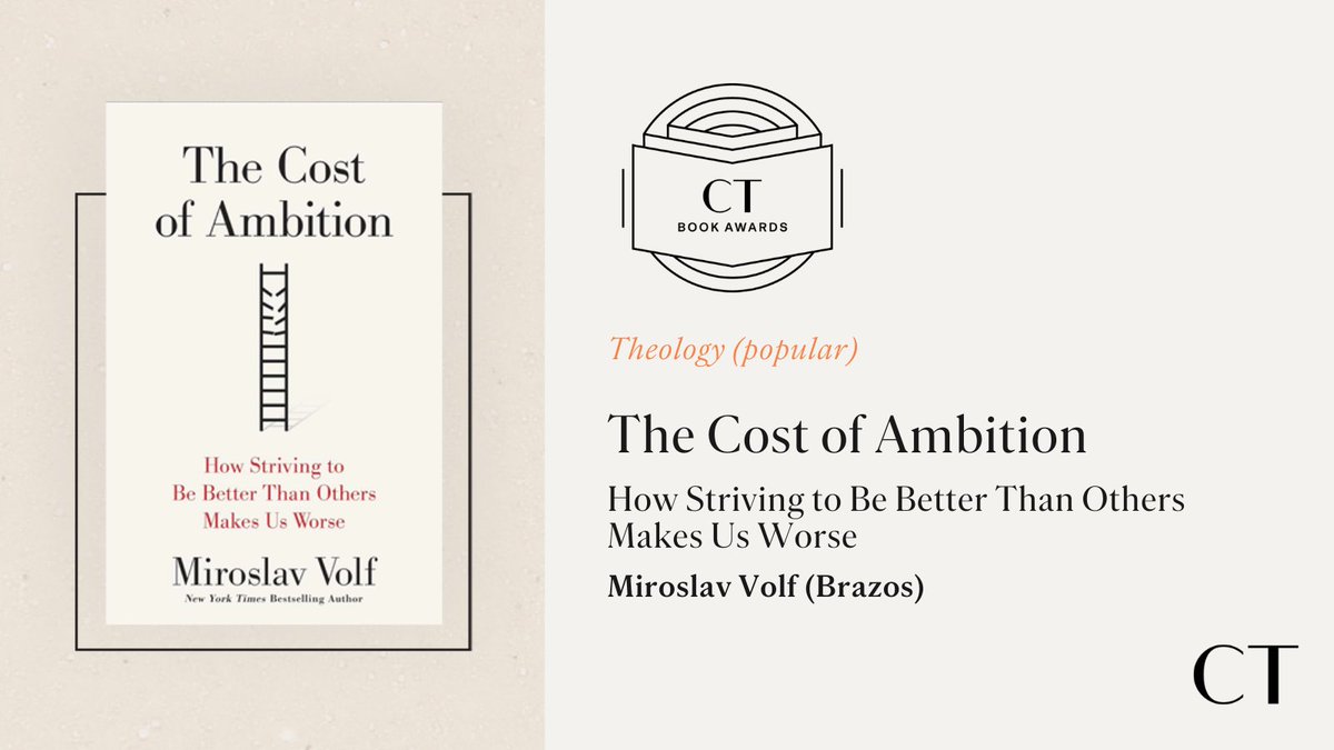 Theology (Popular):

“The Cost of Ambition: How Striving to Be Better Than Others Makes Us Worse” by <a href="/MiroslavVolf/">Miroslav Volf</a> <a href="/BrazosPress/">Brazos Press</a>.