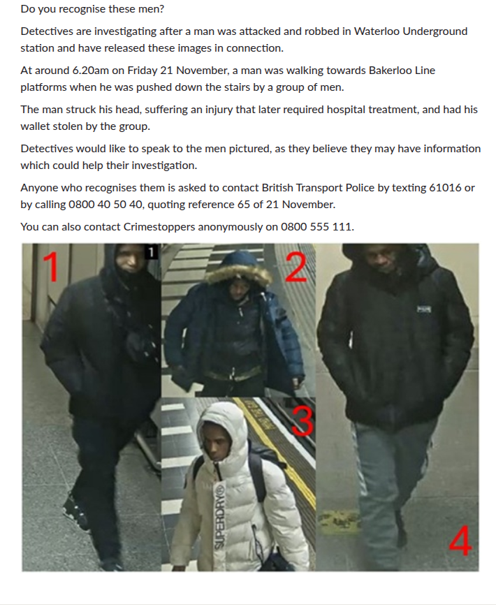 crochetjenny's tweet image. #Waterloo #Bakerloo    
btp.police.uk/news/btp/news/…