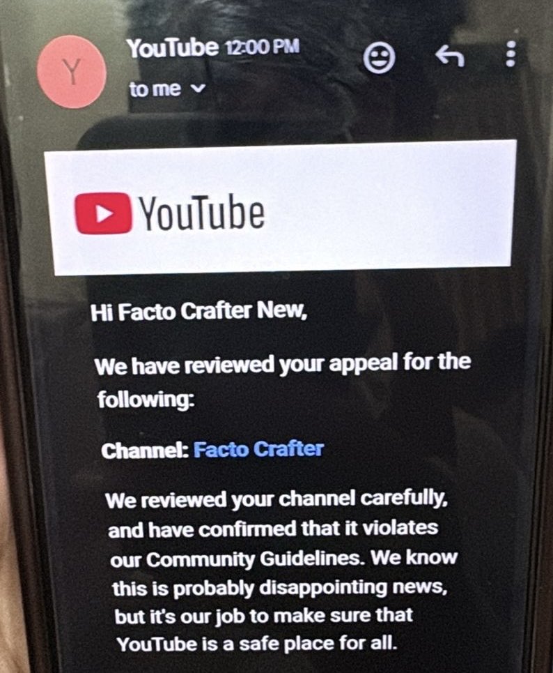 abuzar_0720's tweet photo. @TeamYouTube Hi @YouTubeIndia,
My channel “Facto Crafter” was terminated for Circumvention policy by mistake.
I don’t own any suspended channel.
My only appeal was denied automatically.
Please escalate for a manual review.
Thank You. https://t.co/f7mKCbHT4R