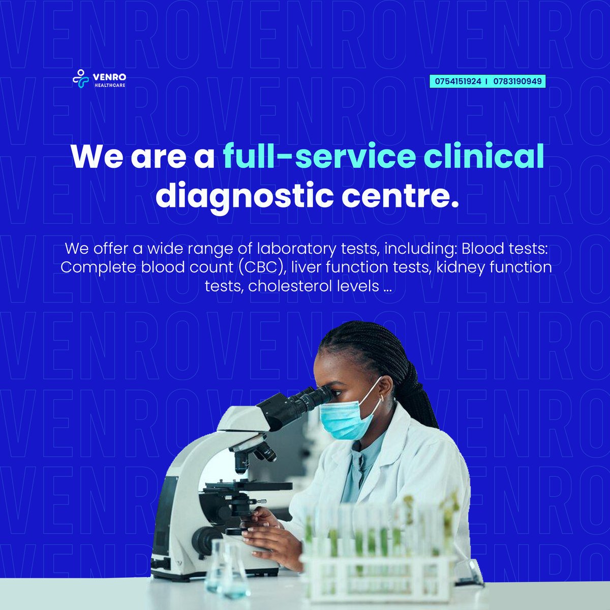 At Venro Healthcare we provide complete diagnostic solutions. #laboratoryservices #VENRO #venrohealthcare