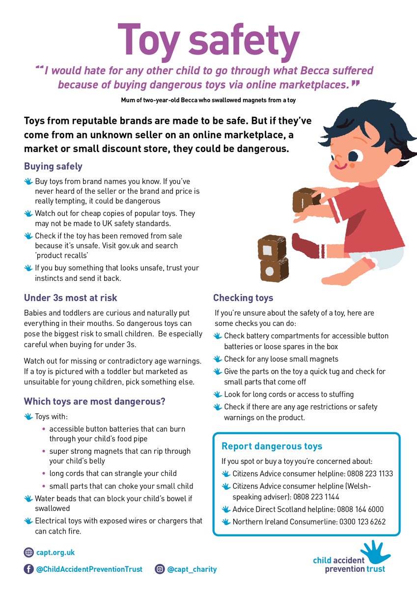 Please have a read of the information on this poster regarding toy safety.

capt.org.uk